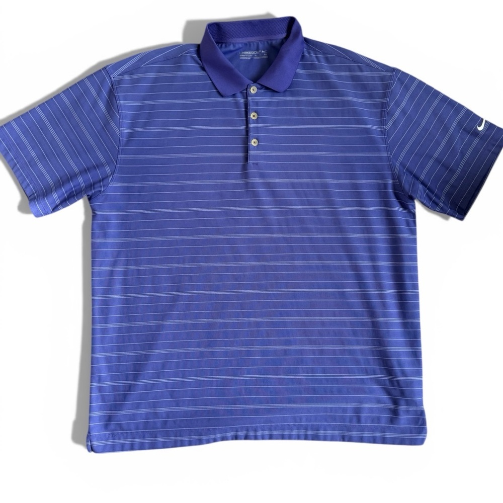 Nike Golf Dri Fit Polo Shirt XL Purple Striped